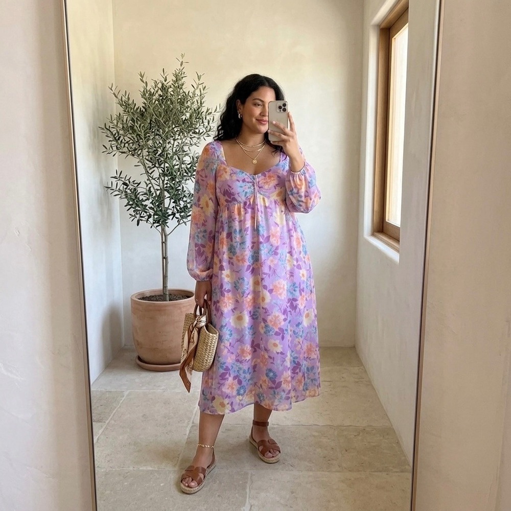 Billabong‎ x The Salty Blonde Midi Dress Large NWT Babydoll Vacation Romantic